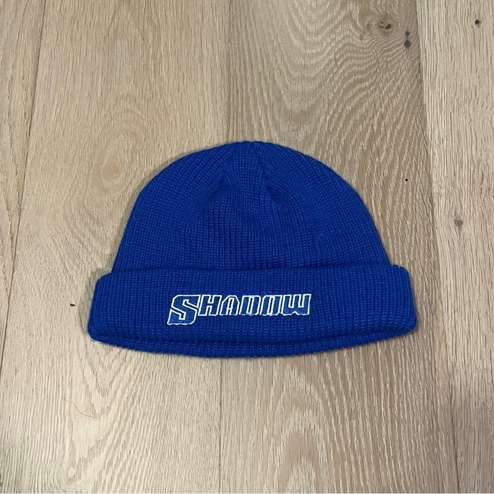 Blue and white-patched skater “Shadow” Beanie